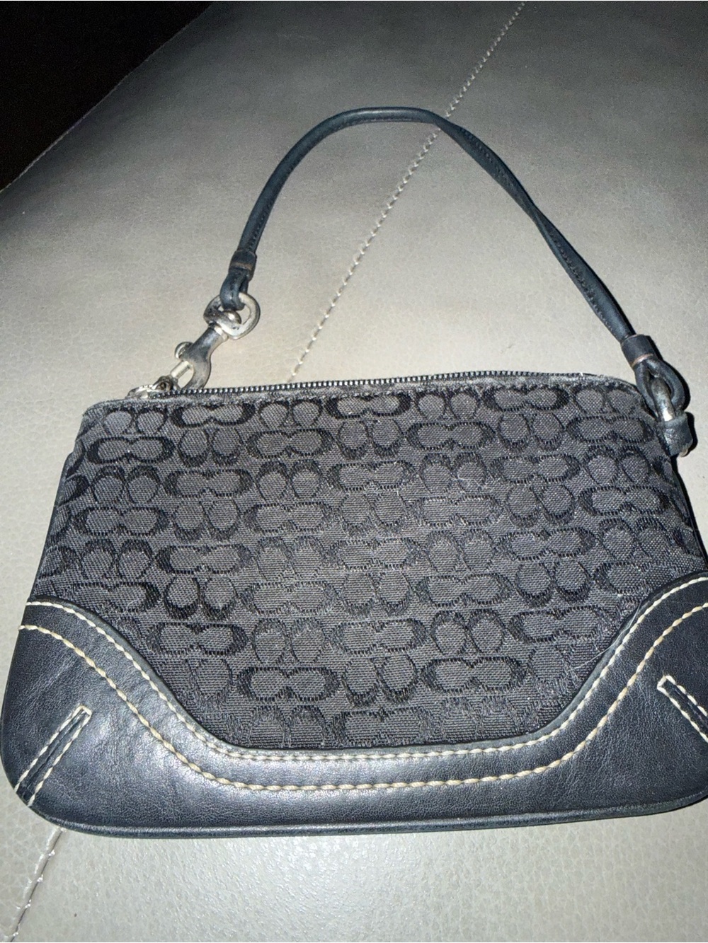 Coach Black Signature Jacquard Wristlet